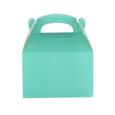 Bio Tek Turquoise Paper Gable Box / Take Out Container - with Window - 8 1/2" x 4 3/4" x 5 1/2" - 100 count box