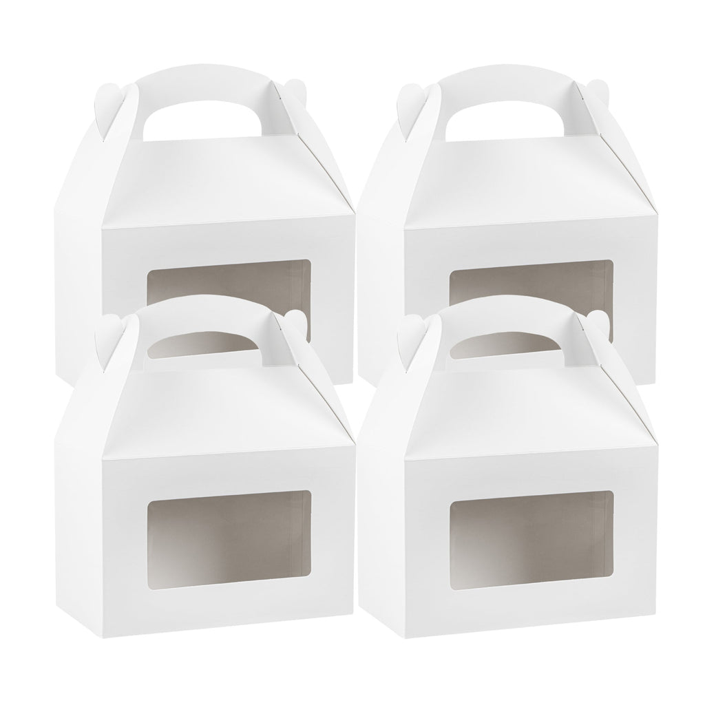 Bio Tek White Paper Gable Box / Take Out Container - Greaseproof, with Window - 8 1/2" x 4 3/4" x 5 1/2" - 100 count box