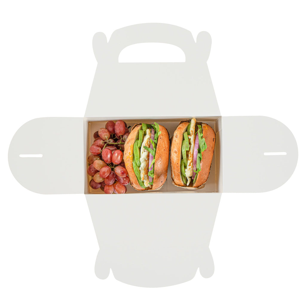 Bio Tek White Paper Gable Box / Take Out Container - Greaseproof, with Window - 8 1/2" x 4 3/4" x 5 1/2" - 25 count box