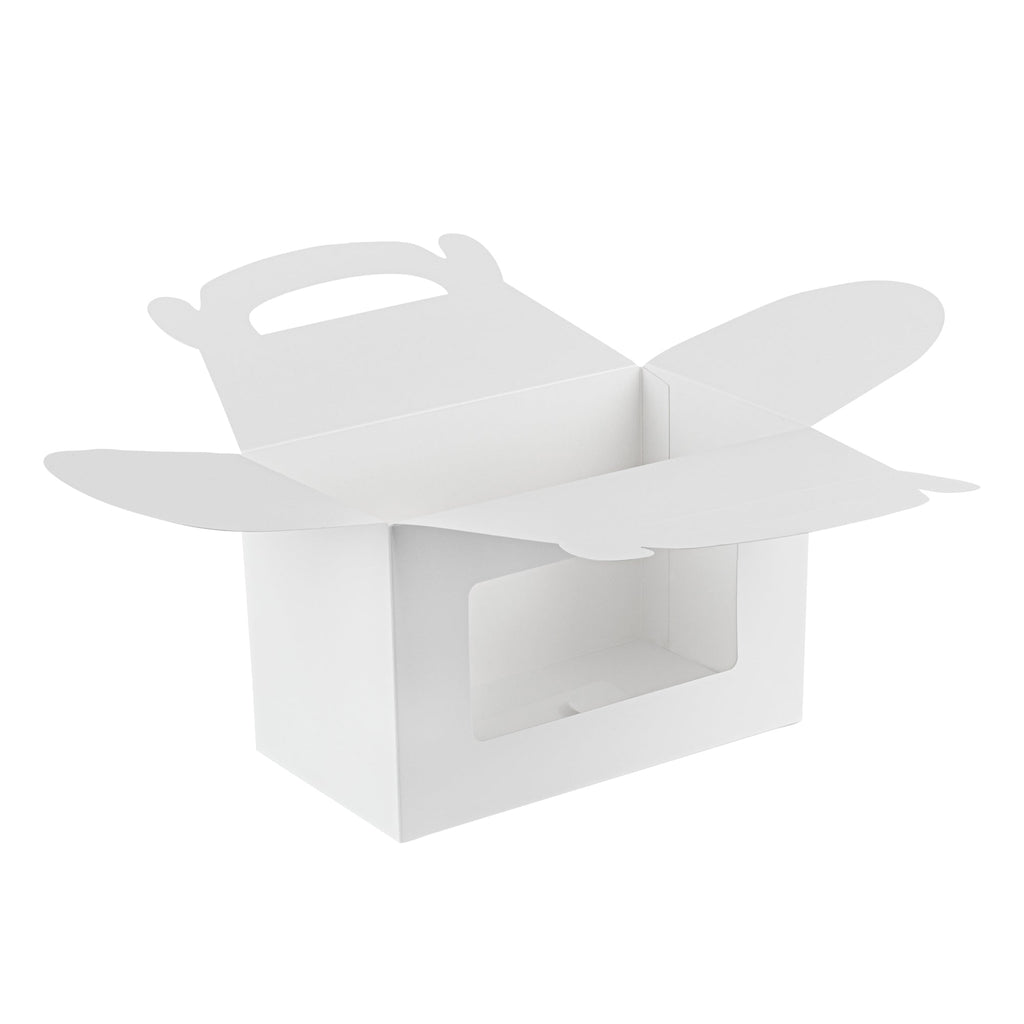 Bio Tek White Paper Gable Box / Take Out Container - Greaseproof, with Window - 8 1/2" x 4 3/4" x 5 1/2" - 25 count box