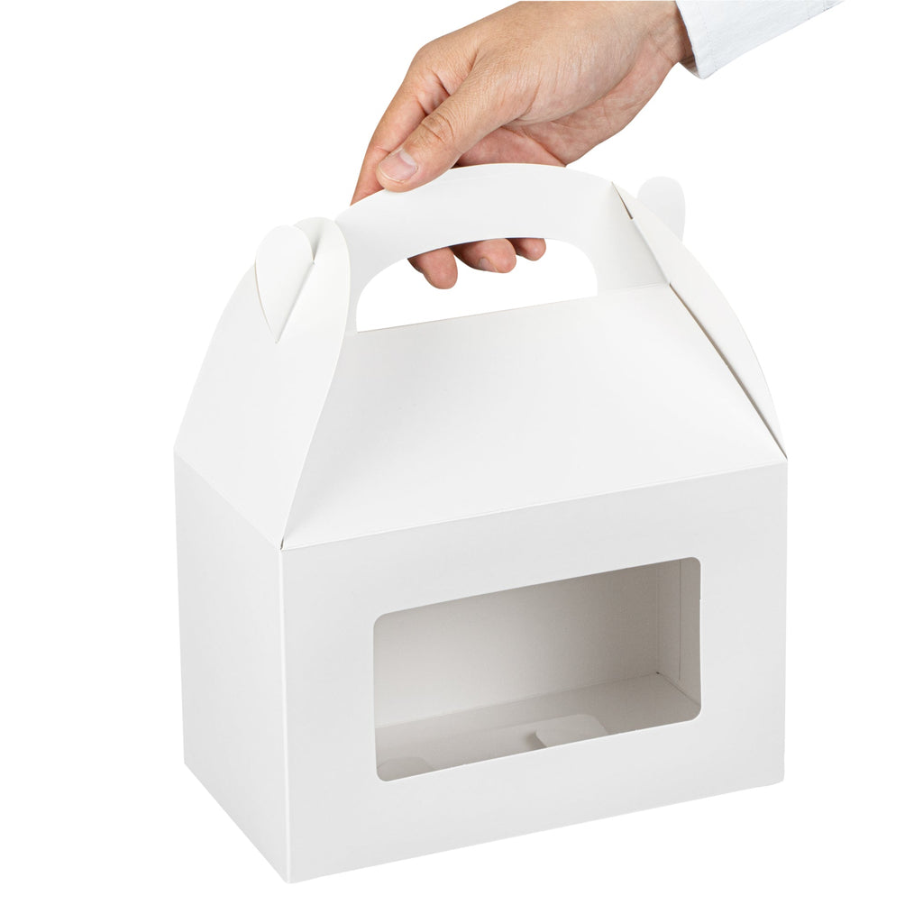 Bio Tek White Paper Gable Box / Take Out Container - Greaseproof, with Window - 8 1/2" x 4 3/4" x 5 1/2" - 100 count box