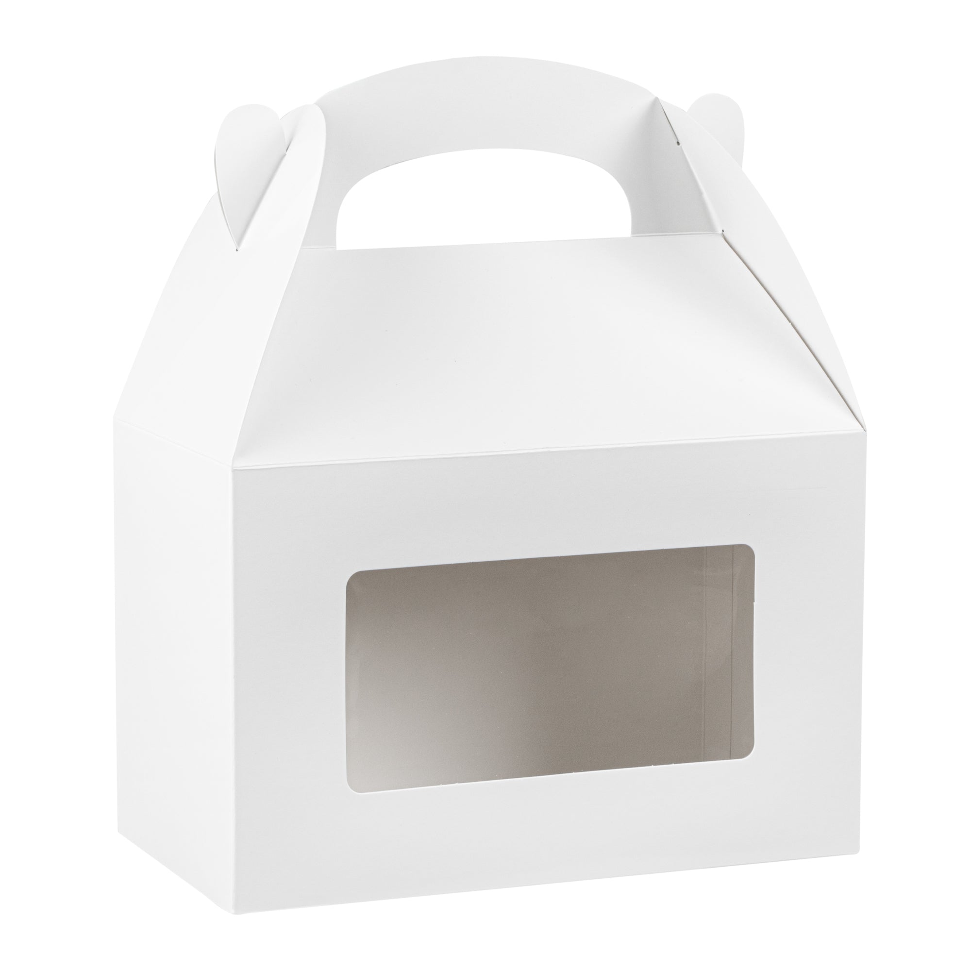 Bio Tek White Paper Gable Box / Take Out Container - Greaseproof, with Window - 8 1/2" x 4 3/4" x 5 1/2" - 100 count box