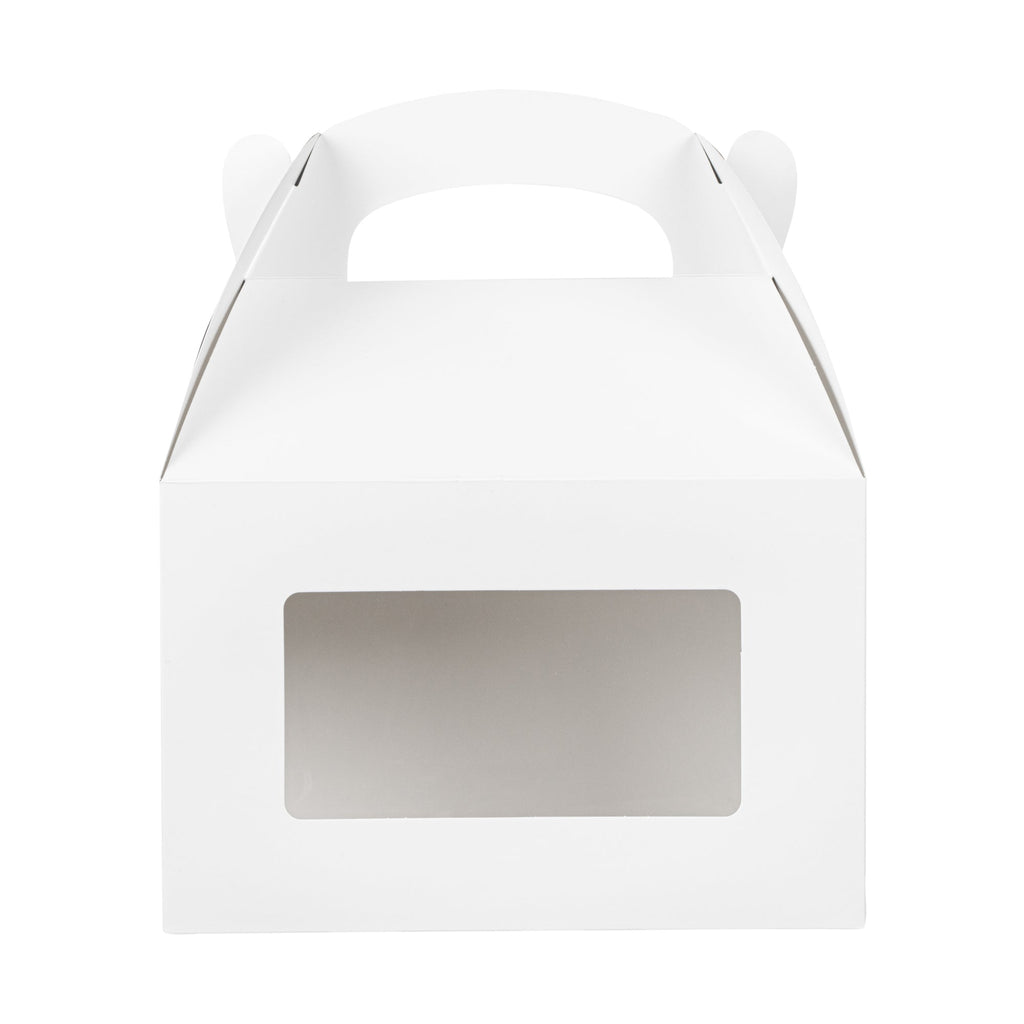 Bio Tek White Paper Gable Box / Take Out Container - Greaseproof, with Window - 8 1/2" x 4 3/4" x 5 1/2" - 100 count box