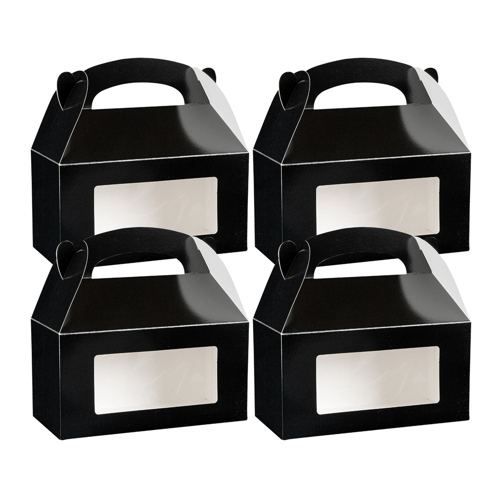 Bio Tek Black Paper Gable Box / Take Out Container - Greaseproof, with Window - 9 1/2" x 5" x 5" - 100 count box