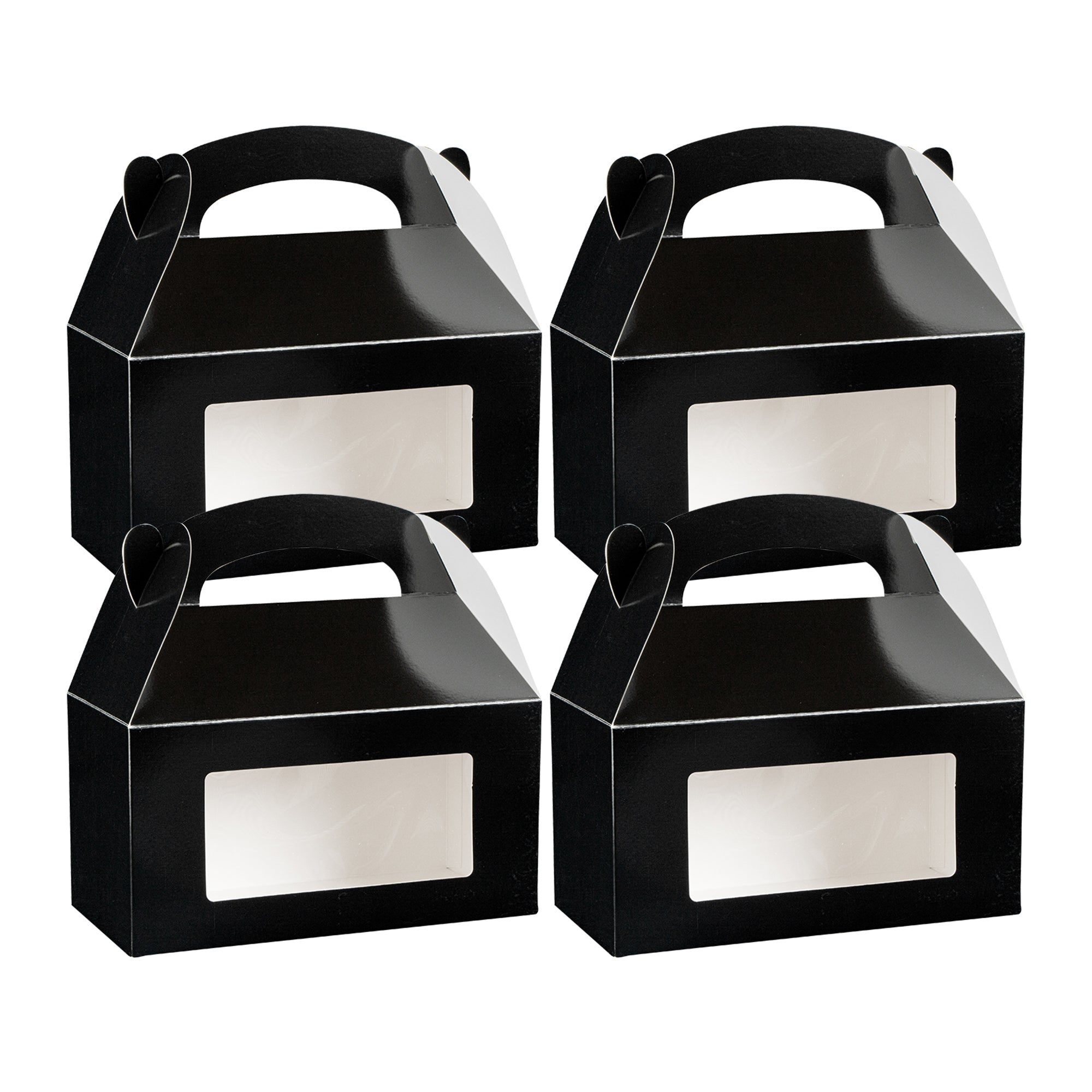 Bio Tek Black Paper Gable Box / Take Out Container - Greaseproof, with Window - 9 1/2" x 5" x 5" - 100 count box