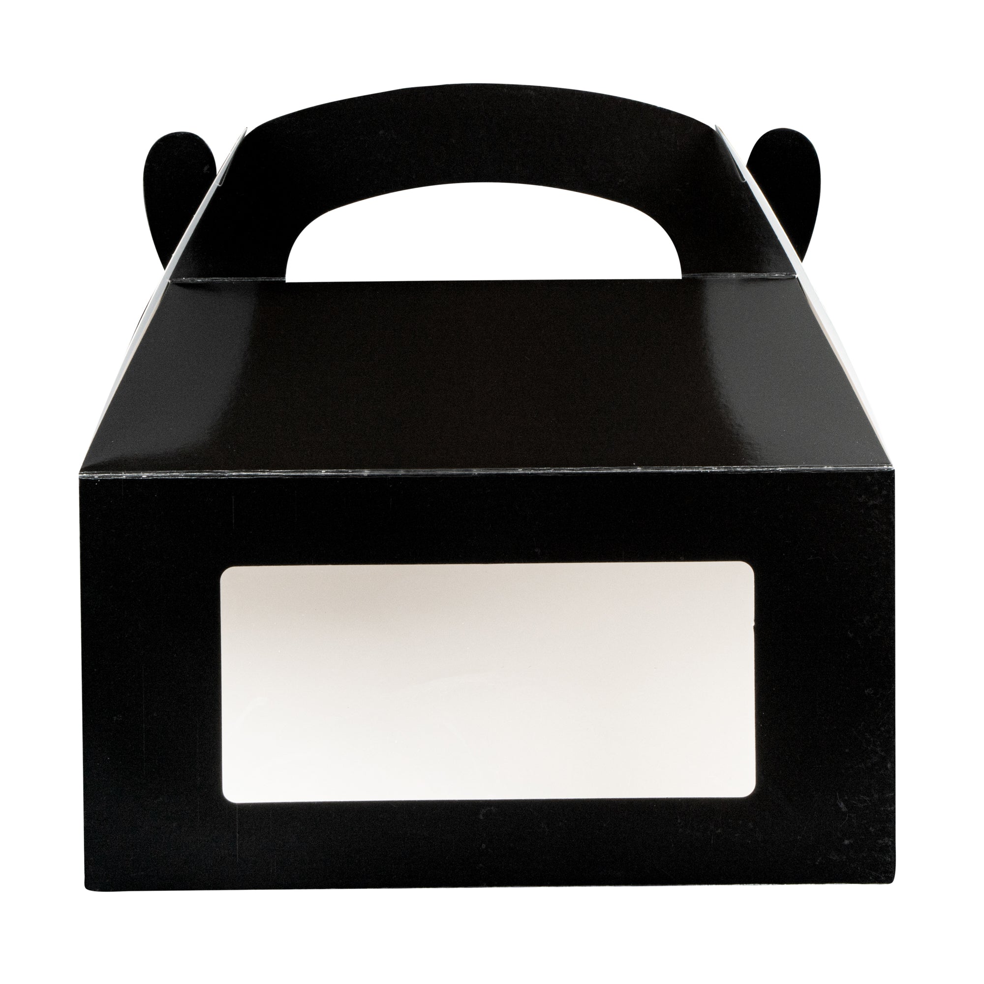Bio Tek Black Paper Gable Box / Take Out Container - Greaseproof, with Window - 9 1/2" x 5" x 5" - 100 count box