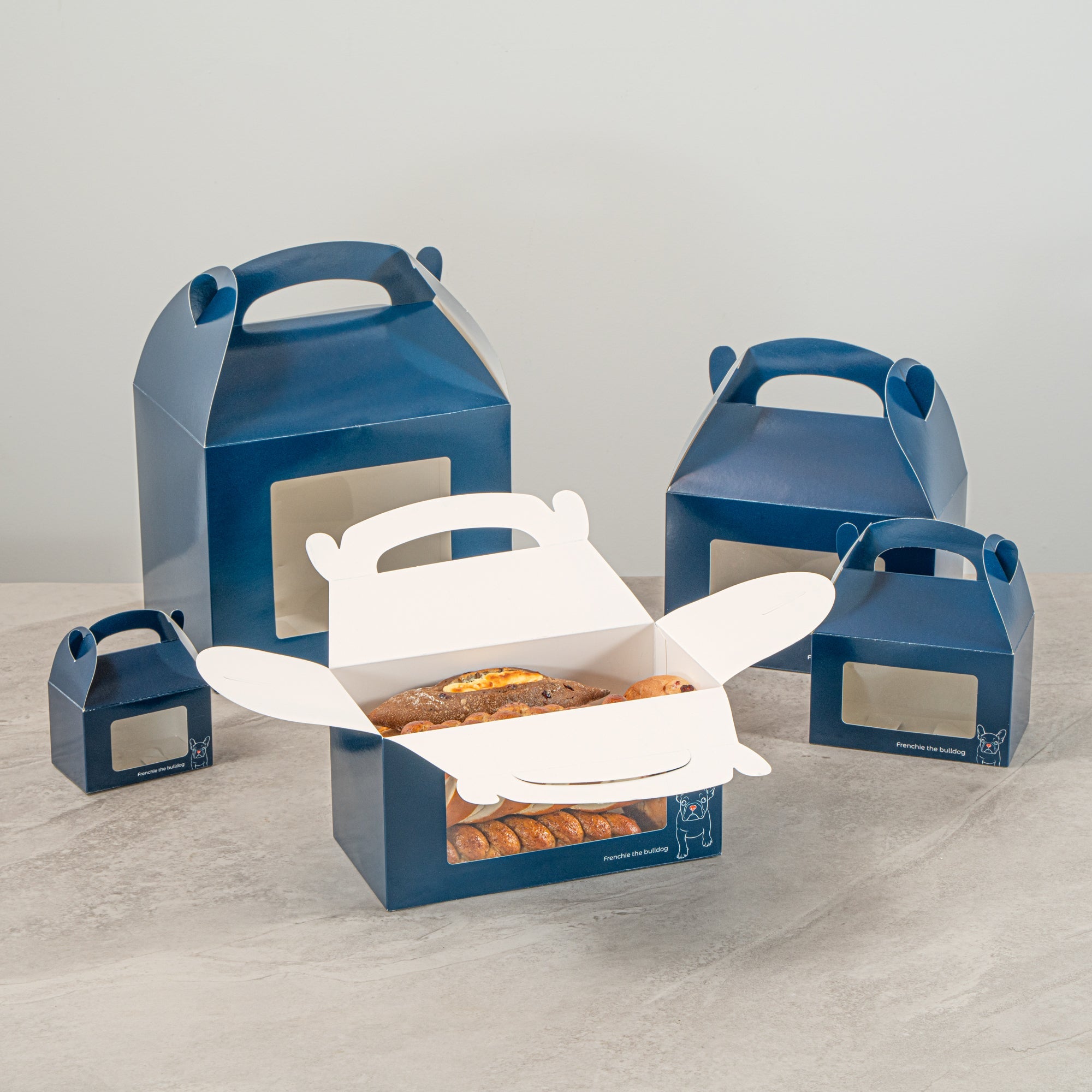 Bio Tek Frenchie Paper Gable Box / Take Out Container - with Window - 9 1/2" x 5" x 5" - 25 count box