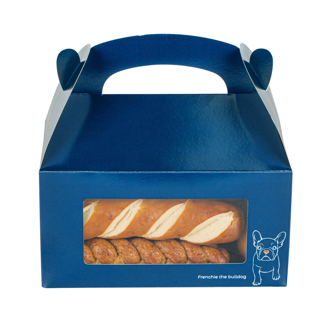 Bio Tek Frenchie Paper Gable Box / Take Out Container - with Window - 9 1/2" x 5" x 5" - 100 count box