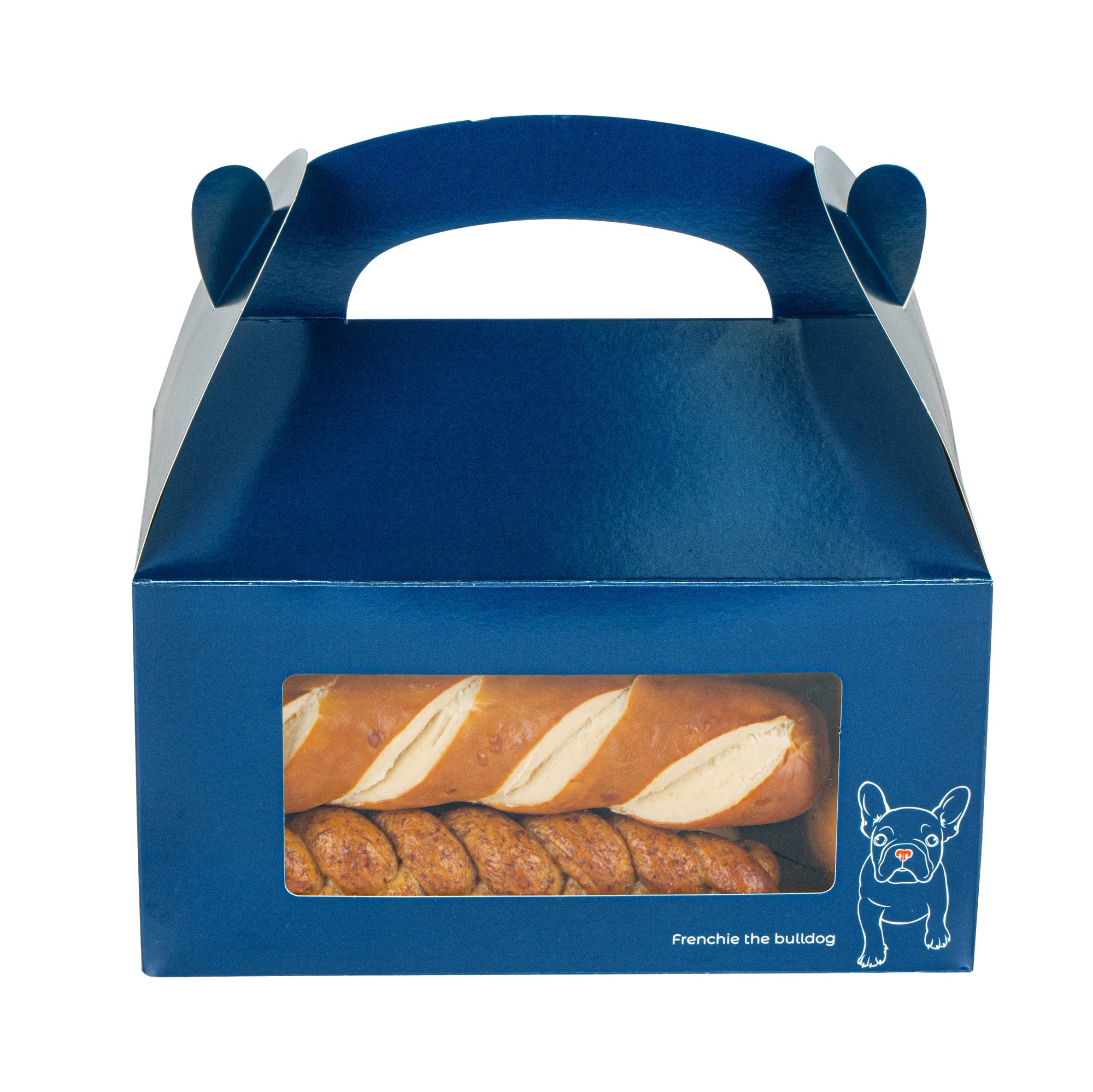 Bio Tek Frenchie Paper Gable Box / Take Out Container - with Window - 9 1/2" x 5" x 5" - 100 count box