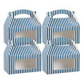 Bio Tek Blue and White Stripe Paper Gable Box / Take Out Container - with Window - 9 1/2" x 5" x 5" - 100 count box