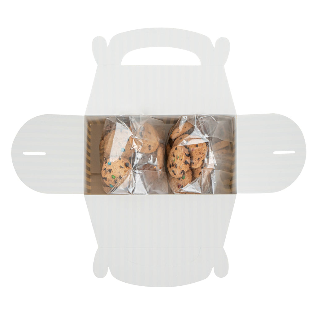 Bio Tek Blue and White Stripe Paper Gable Box / Take Out Container - with Window - 9 1/2" x 5" x 5" - 25 count box