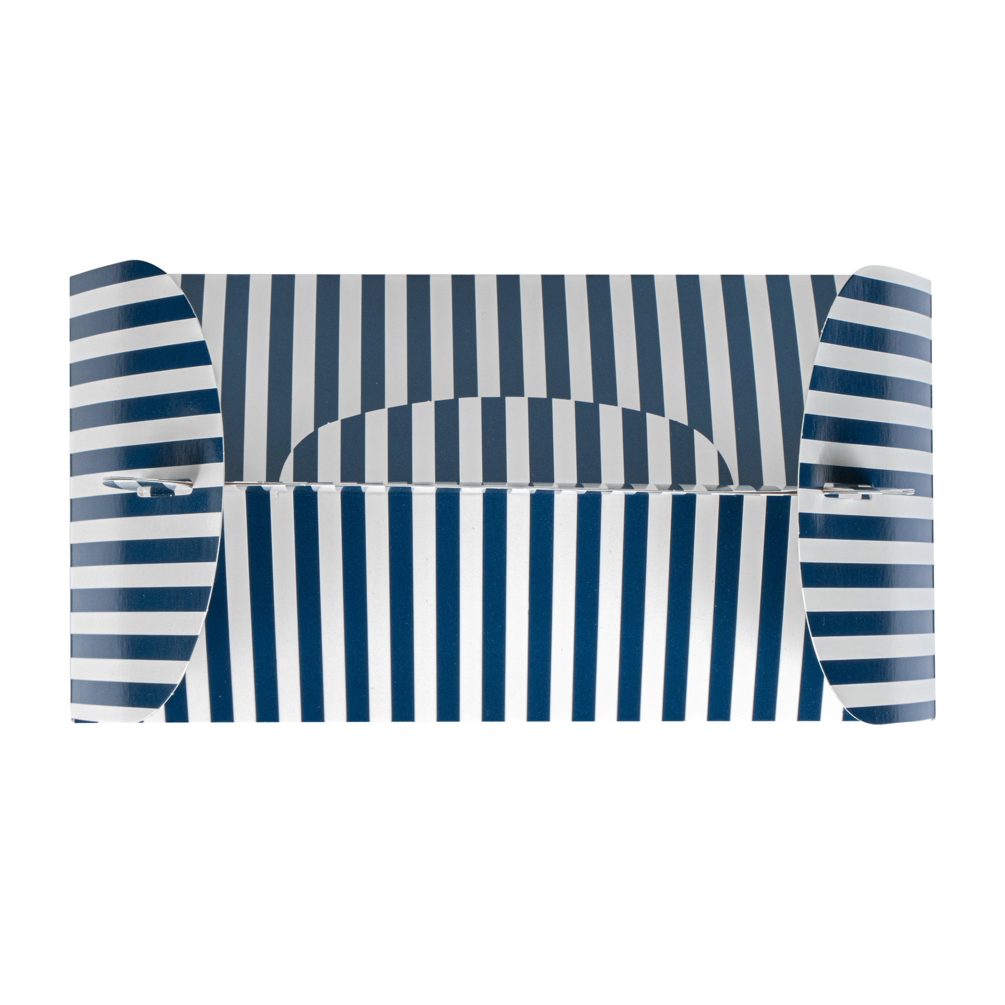 Bio Tek Blue and White Stripe Paper Gable Box / Take Out Container - with Window - 9 1/2" x 5" x 5" - 25 count box