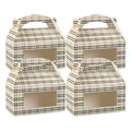 Bio Tek Plaid Paper Gable Box / Take Out Container - with Window - 9 1/2" x 5" x 5" - 25 count box