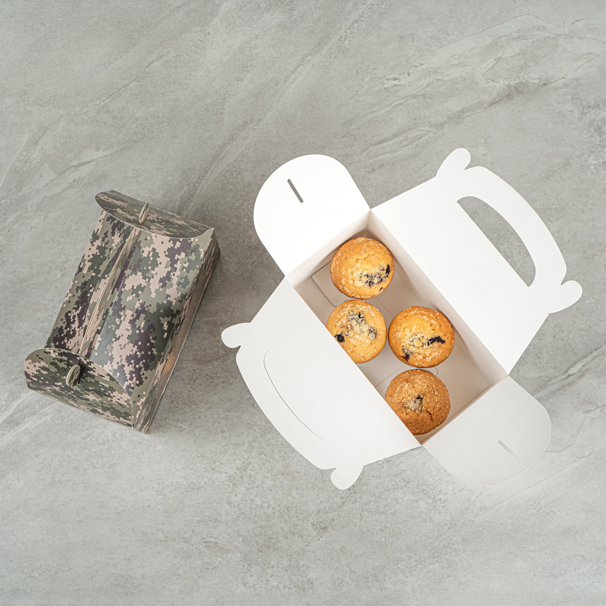 Bio Tek Camouflage Paper Gable Box / Take Out Container - with Window - 9 1/2" x 5" x 5" - 25 count box