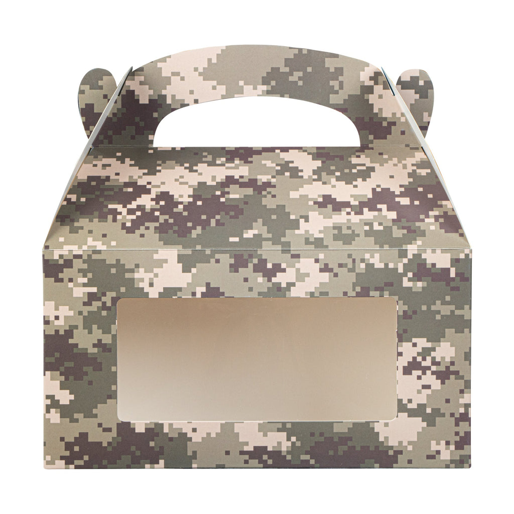 Bio Tek Camouflage Paper Gable Box / Take Out Container - with Window - 9 1/2" x 5" x 5" - 100 count box