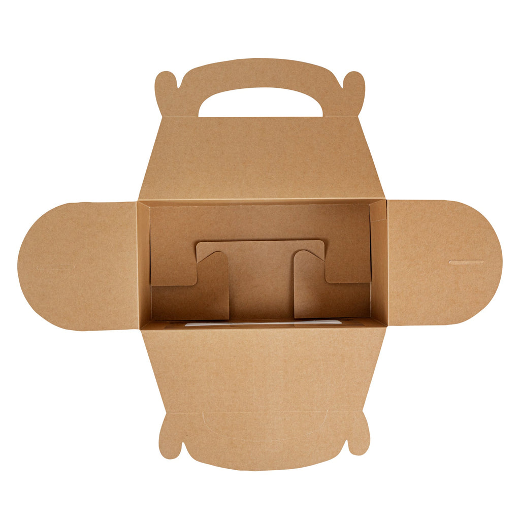 Bio Tek Kraft Paper Gable Box / Take Out Container - Greaseproof, with Window - 9 1/2" x 5" x 5" - 100 count box