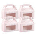 Bio Tek Pink and White Stripe Paper Gable Box / Take Out Container - with Window - 9 1/2" x 5" x 5" - 25 count box
