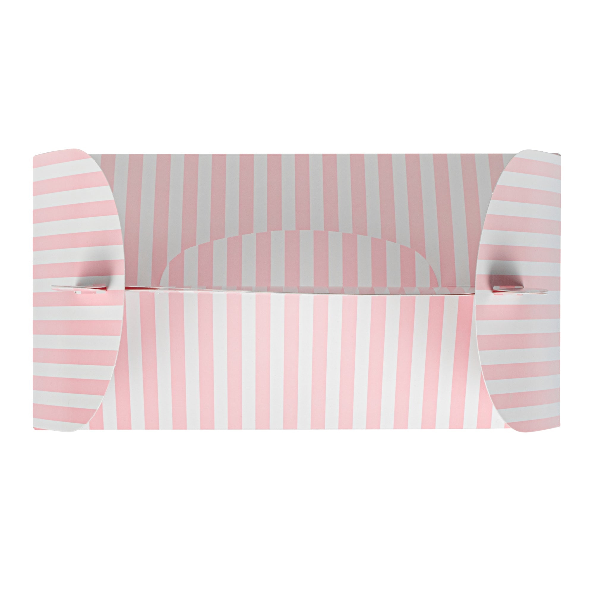 Bio Tek Pink and White Stripe Paper Gable Box / Take Out Container - with Window - 9 1/2" x 5" x 5" - 100 count box
