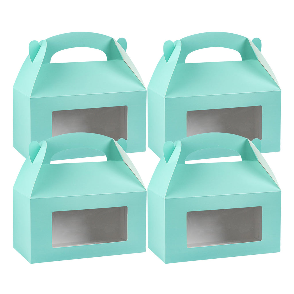 Bio Tek Turquoise Paper Gable Box / Take Out Container - with Window - 9 1/2" x 5" x 5" - 100 count box