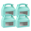 Bio Tek Turquoise Paper Gable Box / Take Out Container - with Window - 9 1/2" x 5" x 5" - 100 count box