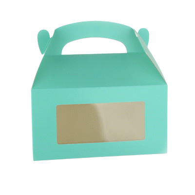 Bio Tek Turquoise Paper Gable Box / Take Out Container - with Window - 9 1/2" x 5" x 5" - 100 count box