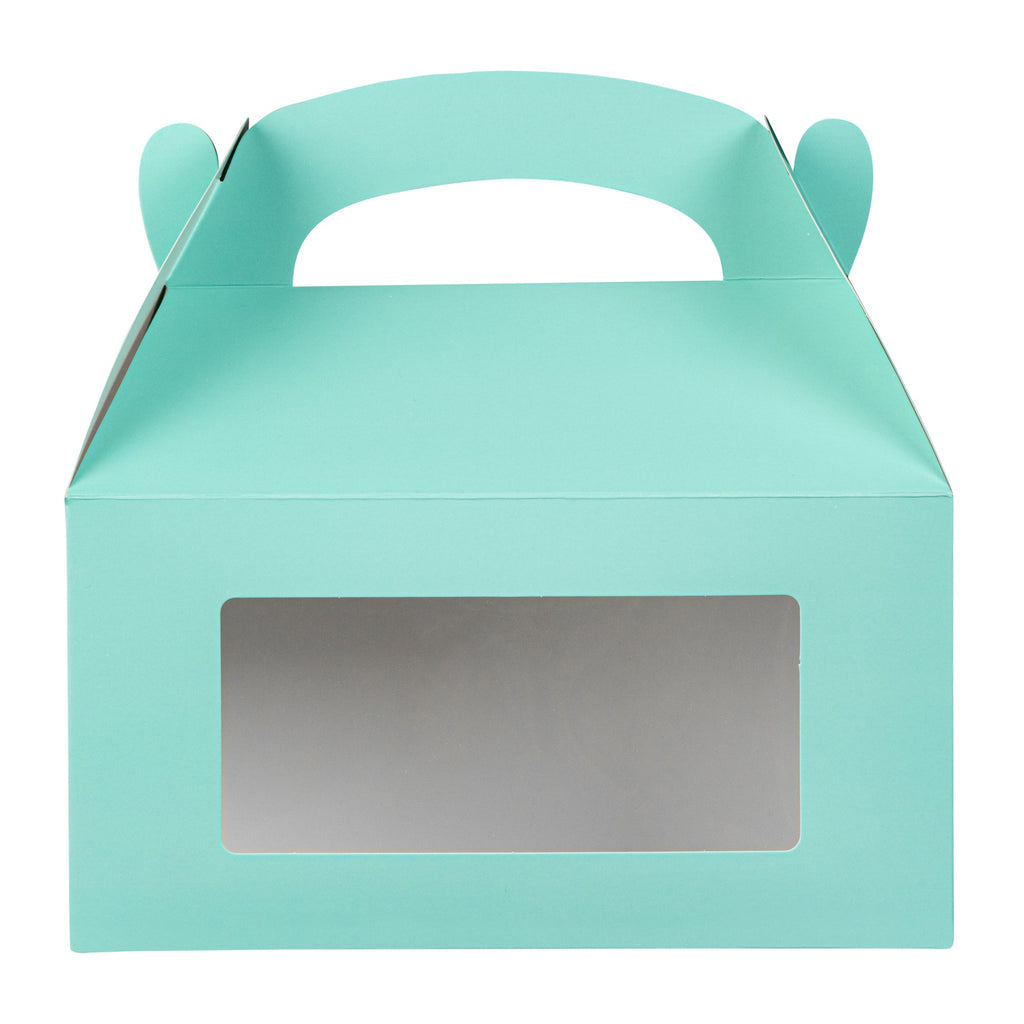 Bio Tek Turquoise Paper Gable Box / Take Out Container - with Window - 9 1/2" x 5" x 5" - 100 count box