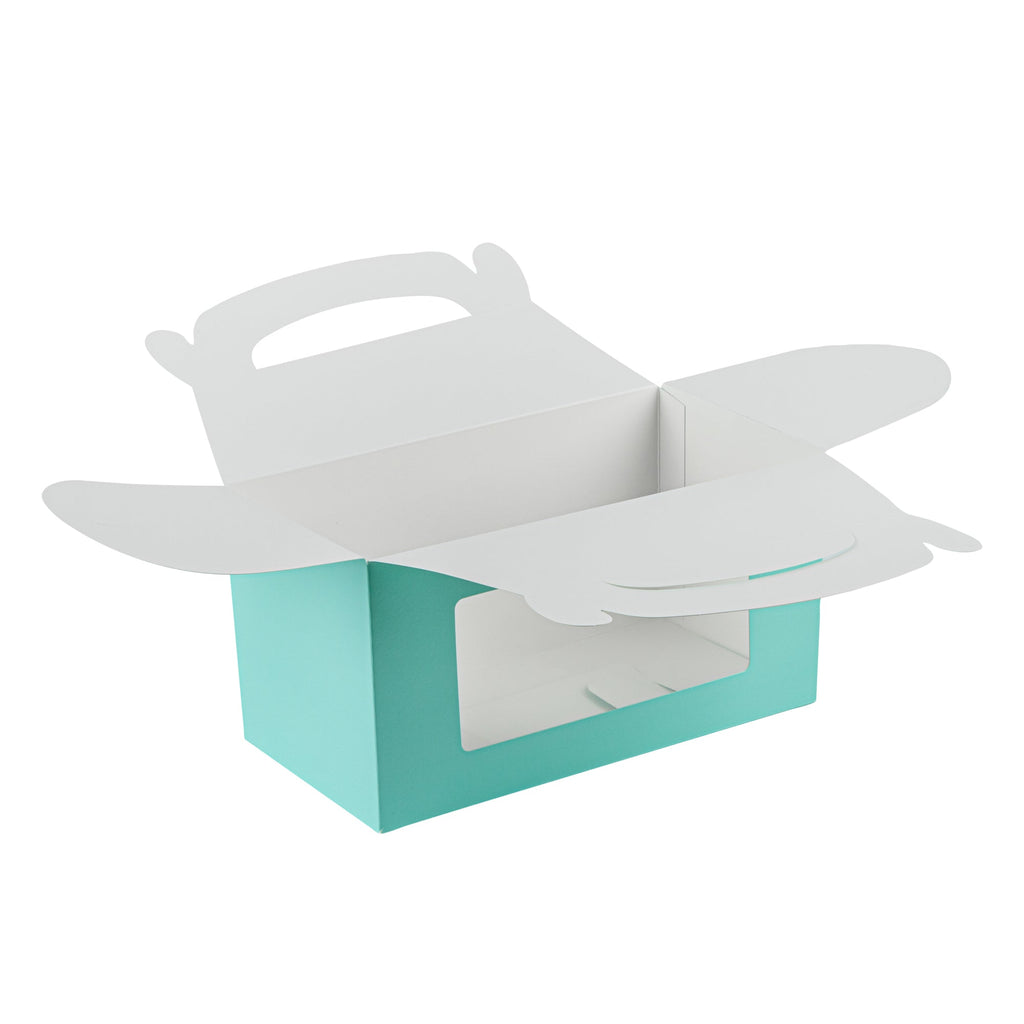 Bio Tek Turquoise Paper Gable Box / Take Out Container - with Window - 9 1/2" x 5" x 5" - 100 count box