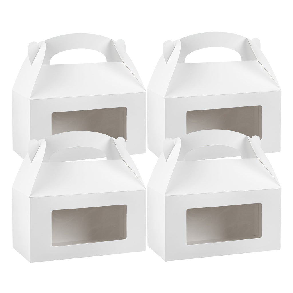 Bio Tek White Paper Gable Box / Take Out Container - Greaseproof, with Window - 9 1/2" x 5" x 5" - 100 count box