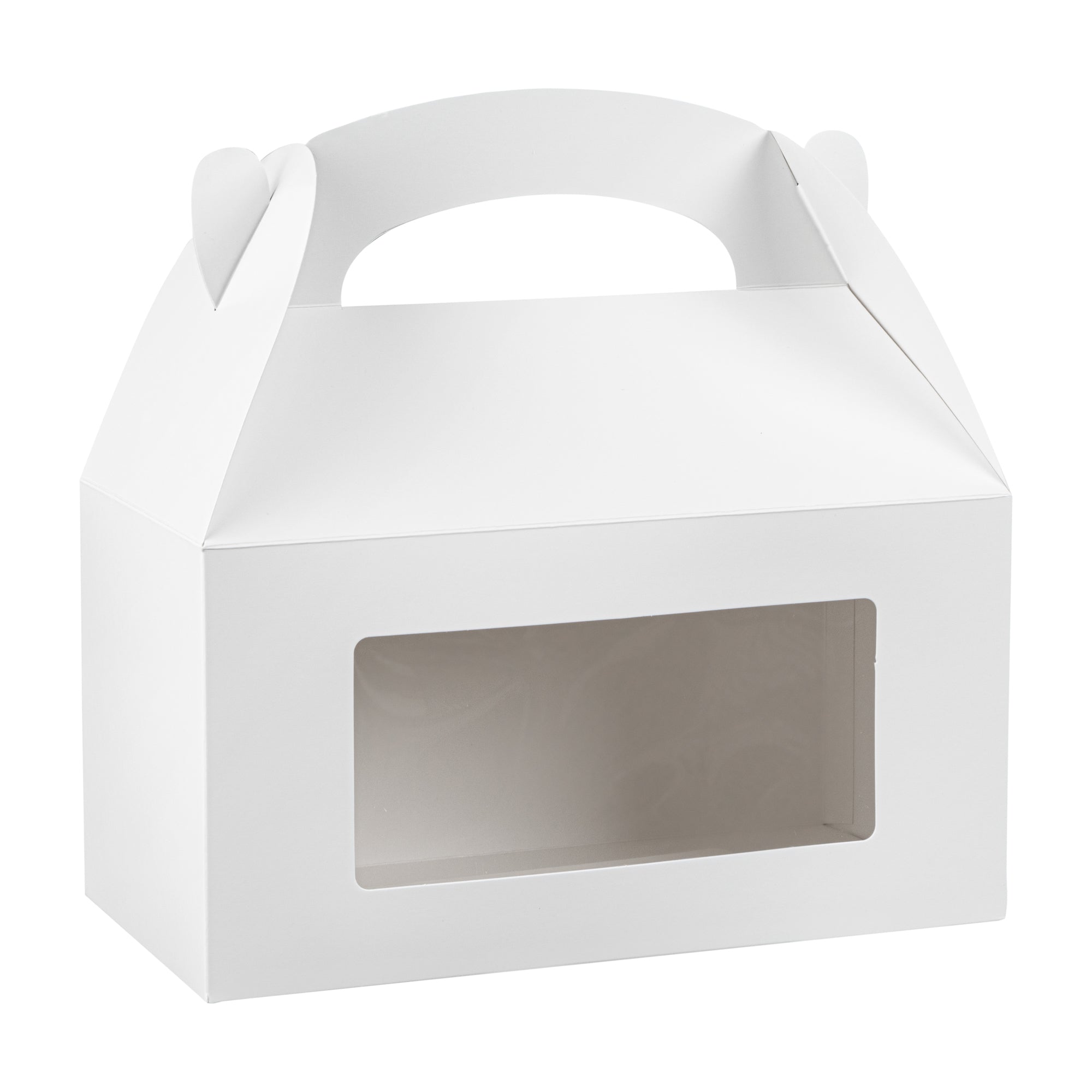 Bio Tek White Paper Gable Box / Take Out Container - Greaseproof, with Window - 9 1/2" x 5" x 5" - 25 count box