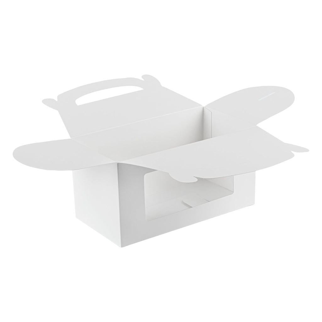 Bio Tek White Paper Gable Box / Take Out Container - Greaseproof, with Window - 9 1/2" x 5" x 5" - 25 count box