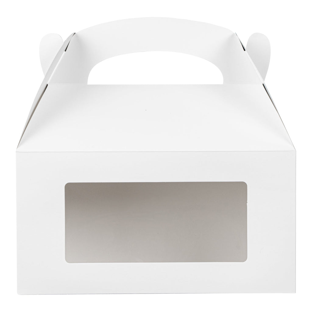 Bio Tek White Paper Gable Box / Take Out Container - Greaseproof, with Window - 9 1/2" x 5" x 5" - 100 count box