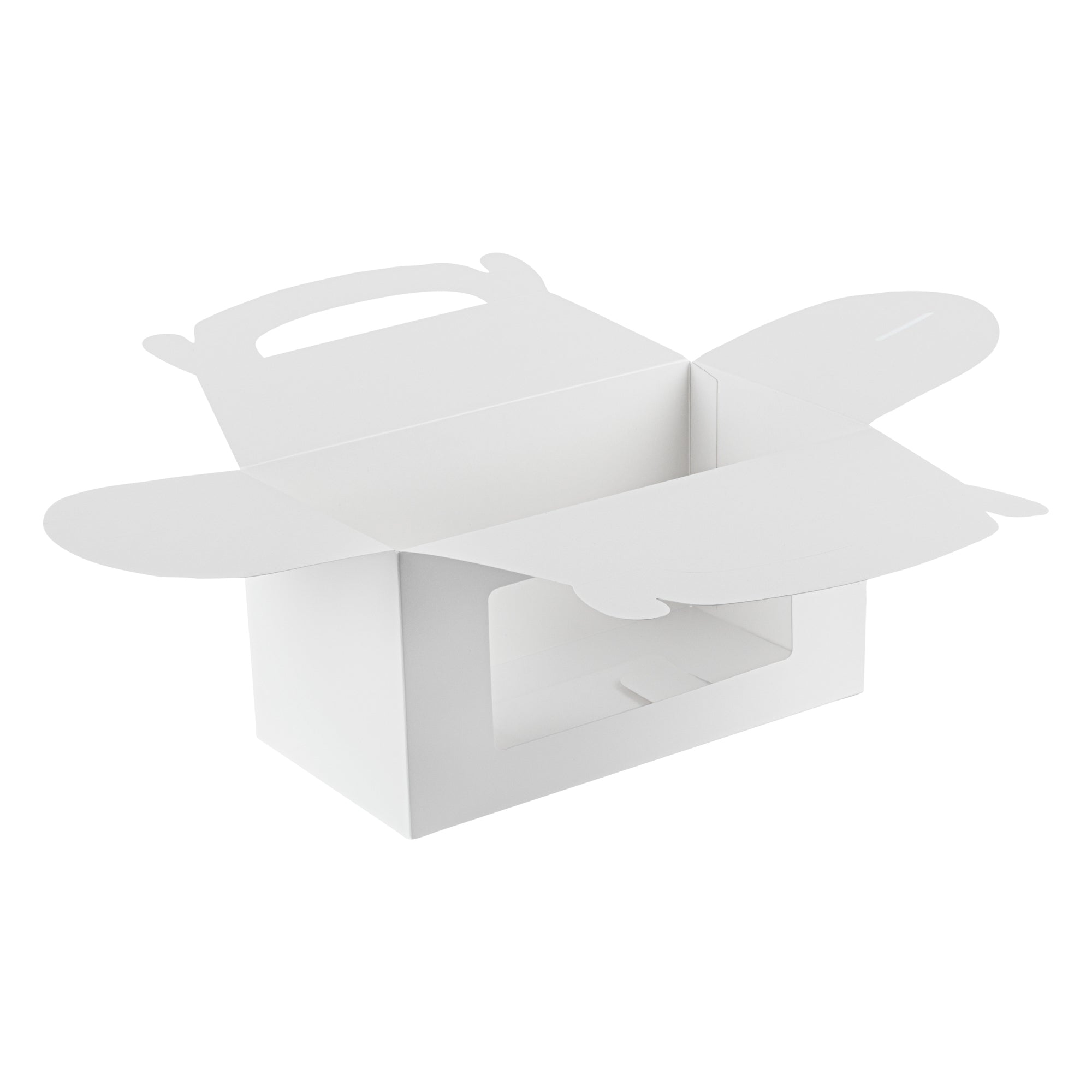Bio Tek White Paper Gable Box / Take Out Container - Greaseproof, with Window - 9 1/2" x 5" x 5" - 100 count box