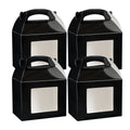 Bio Tek Black Paper Gable Box / Take Out Container - Greaseproof, with Window - 10" x 7" x 8" - 100 count box