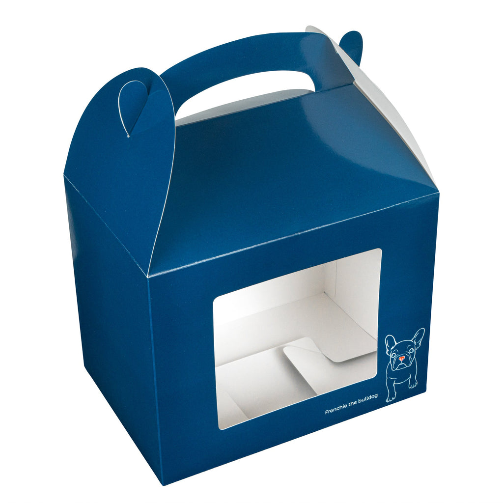 Bio Tek Frenchie Paper Gable Box / Take Out Container - with Window - 10" x 7" x 8" - 25 count box