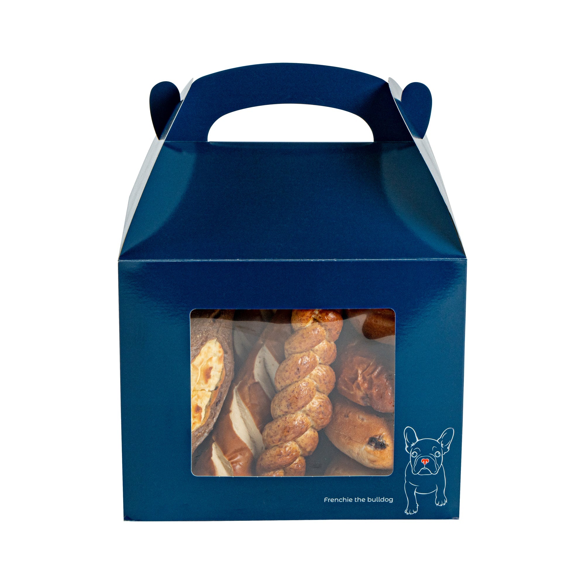 Bio Tek Frenchie Paper Gable Box / Take Out Container - with Window - 10" x 7" x 8" - 25 count box