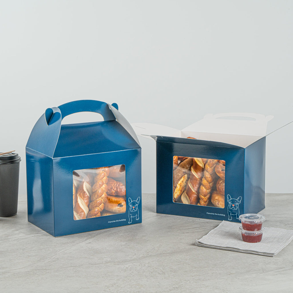 Bio Tek Frenchie Paper Gable Box / Take Out Container - with Window - 10" x 7" x 8" - 25 count box