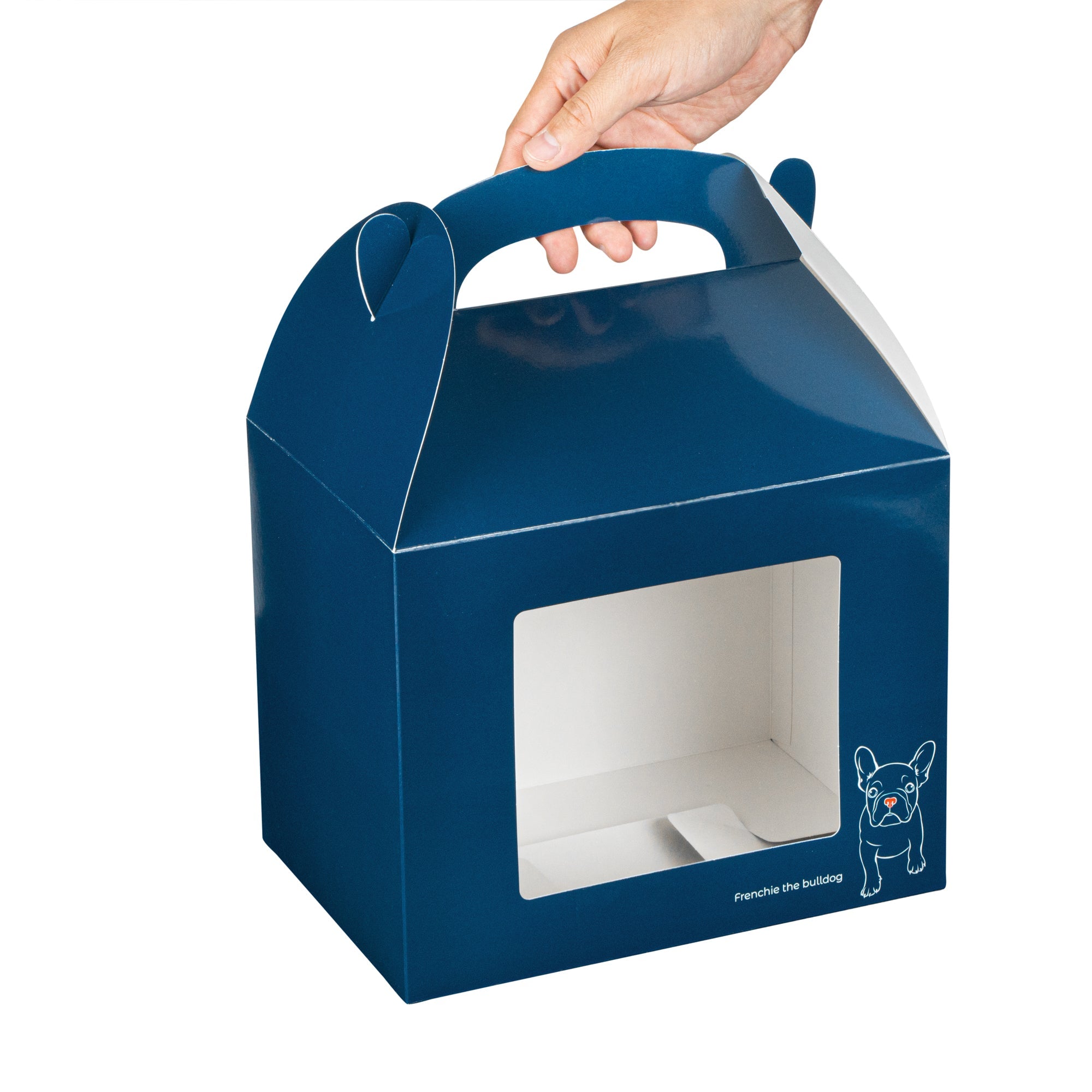 Bio Tek Frenchie Paper Gable Box / Take Out Container - with Window - 10" x 7" x 8" - 100 count box