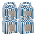 Bio Tek Blue and White Stripe Paper Gable Box / Take Out Container - with Window - 10" x 7" x 8" - 25 count box