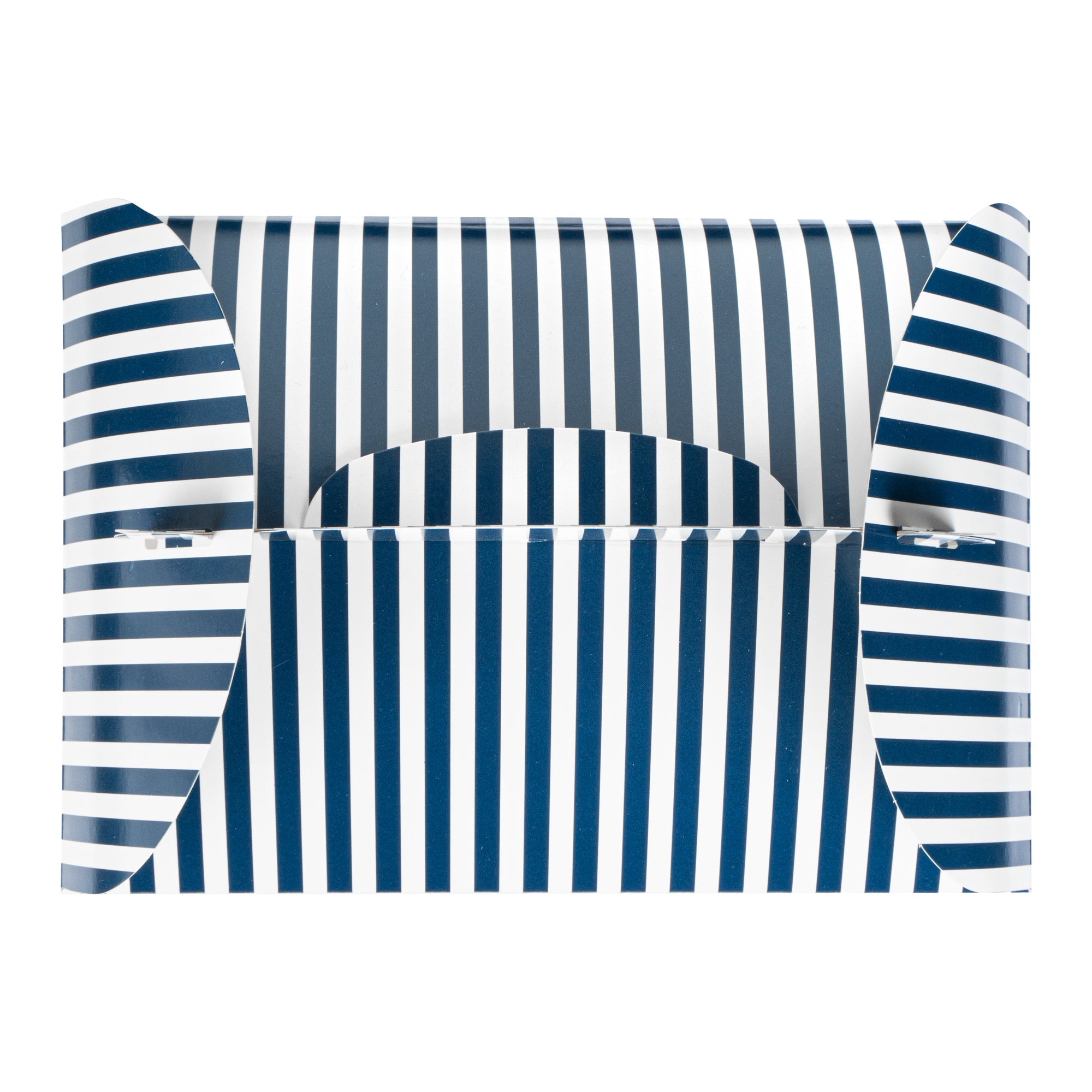 Bio Tek Blue and White Stripe Paper Gable Box / Take Out Container - with Window - 10" x 7" x 8" - 25 count box