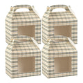 Bio Tek Plaid Paper Gable Box / Take Out Container - with Window - 10" x 7" x 8" - 25 count box