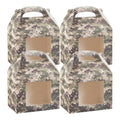 Bio Tek Camouflage Paper Gable Box / Take Out Container - with Window - 10" x 7" x 8" - 25 count box