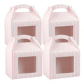 Bio Tek Pink and White Stripe Paper Gable Box / Take Out Container - with Window - 10" x 7" x 8" - 100 count box