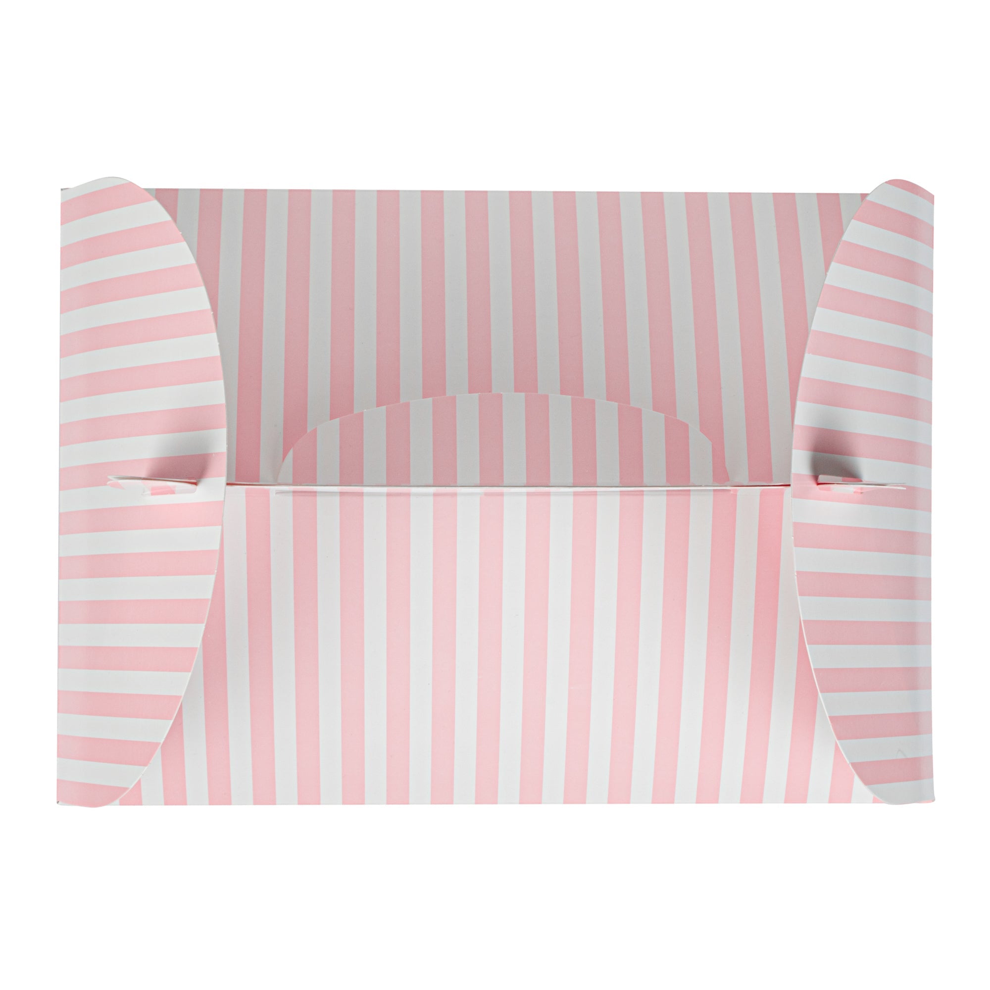 Bio Tek Pink and White Stripe Paper Gable Box / Take Out Container - with Window - 10" x 7" x 8" - 25 count box