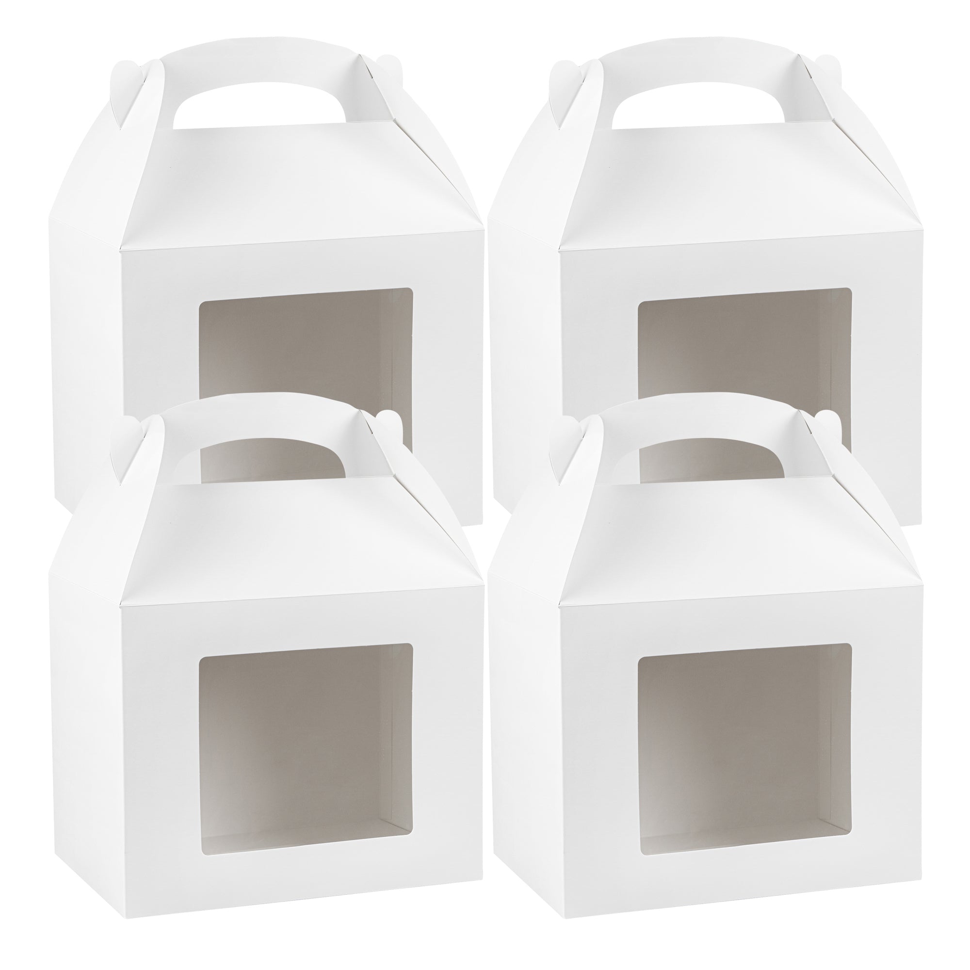 Bio Tek White Paper Gable Box / Take Out Container - Greaseproof, with Window - 10" x 7" x 8" - 100 count box