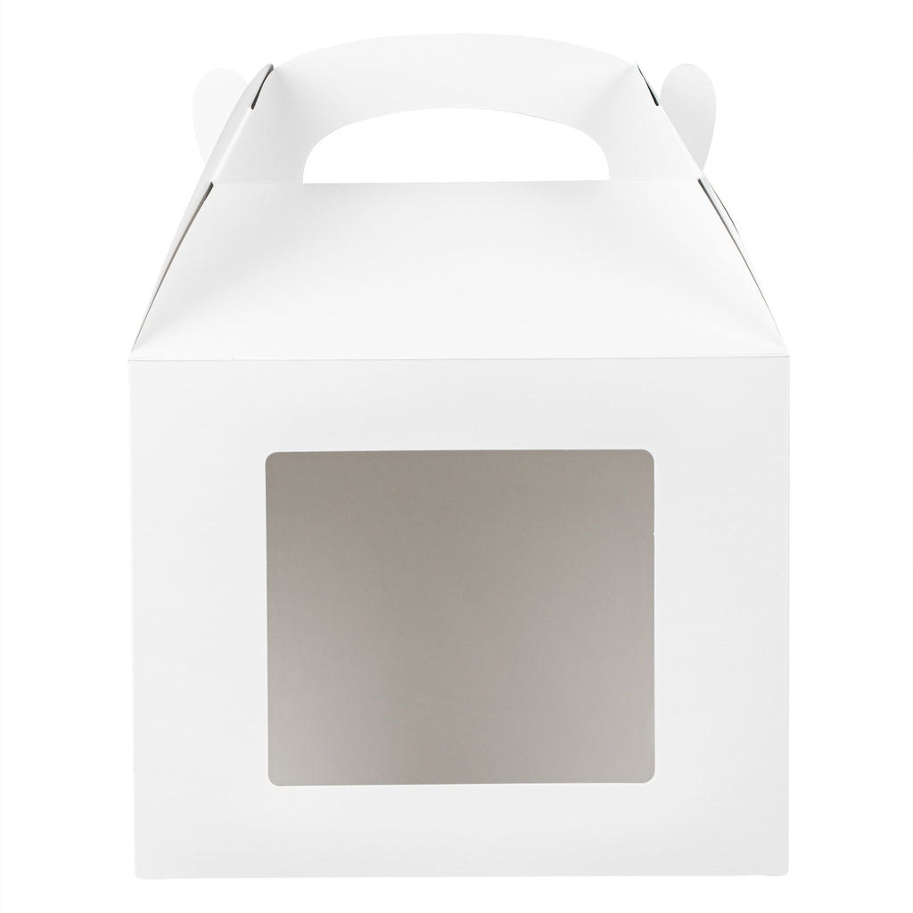Bio Tek White Paper Gable Box / Take Out Container - Greaseproof, with Window - 10" x 7" x 8" - 25 count box