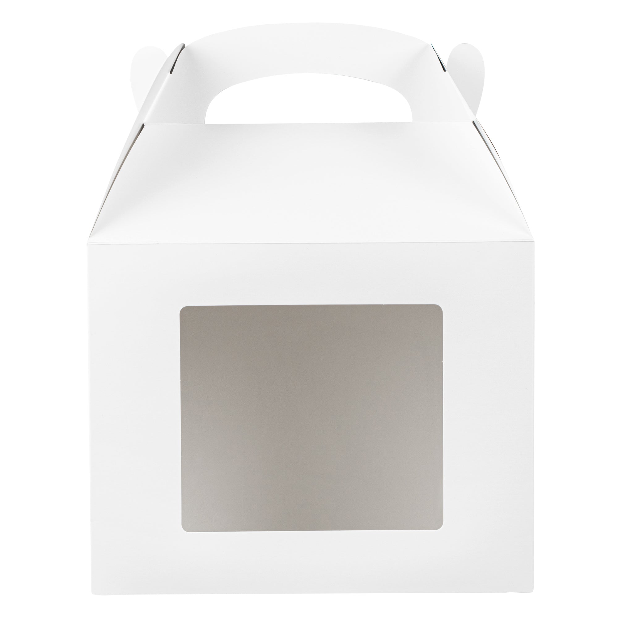 Bio Tek White Paper Gable Box / Take Out Container - Greaseproof, with Window - 10" x 7" x 8" - 100 count box