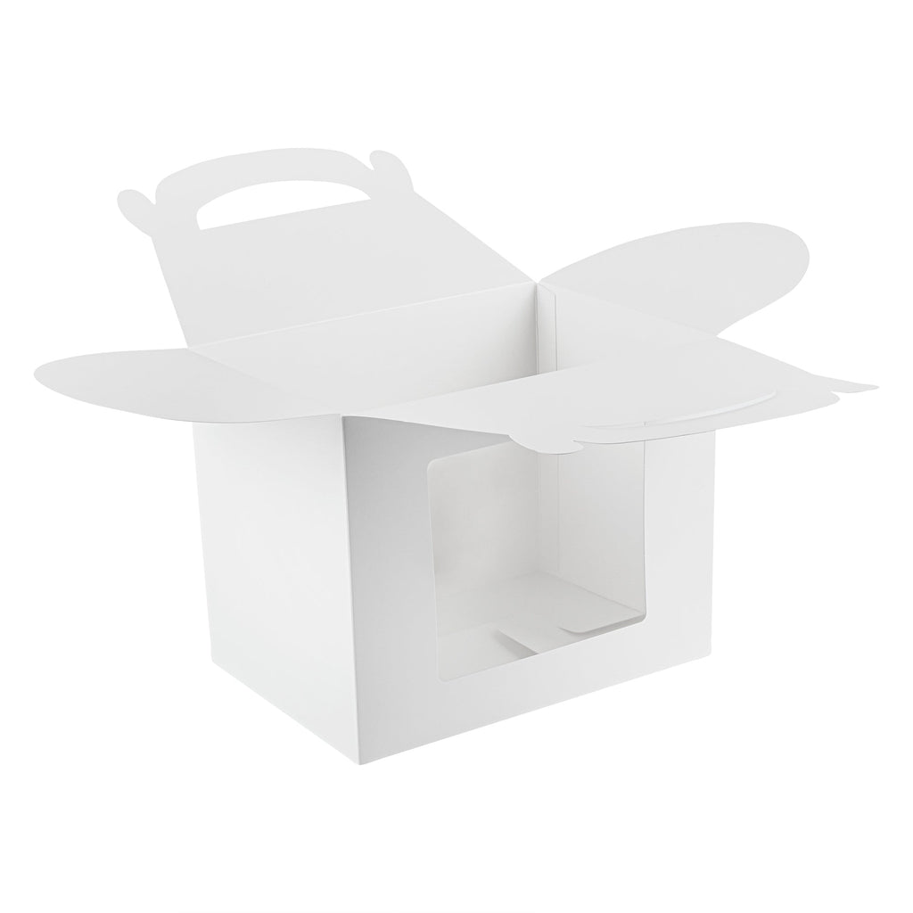 Bio Tek White Paper Gable Box / Take Out Container - Greaseproof, with Window - 10" x 7" x 8" - 100 count box