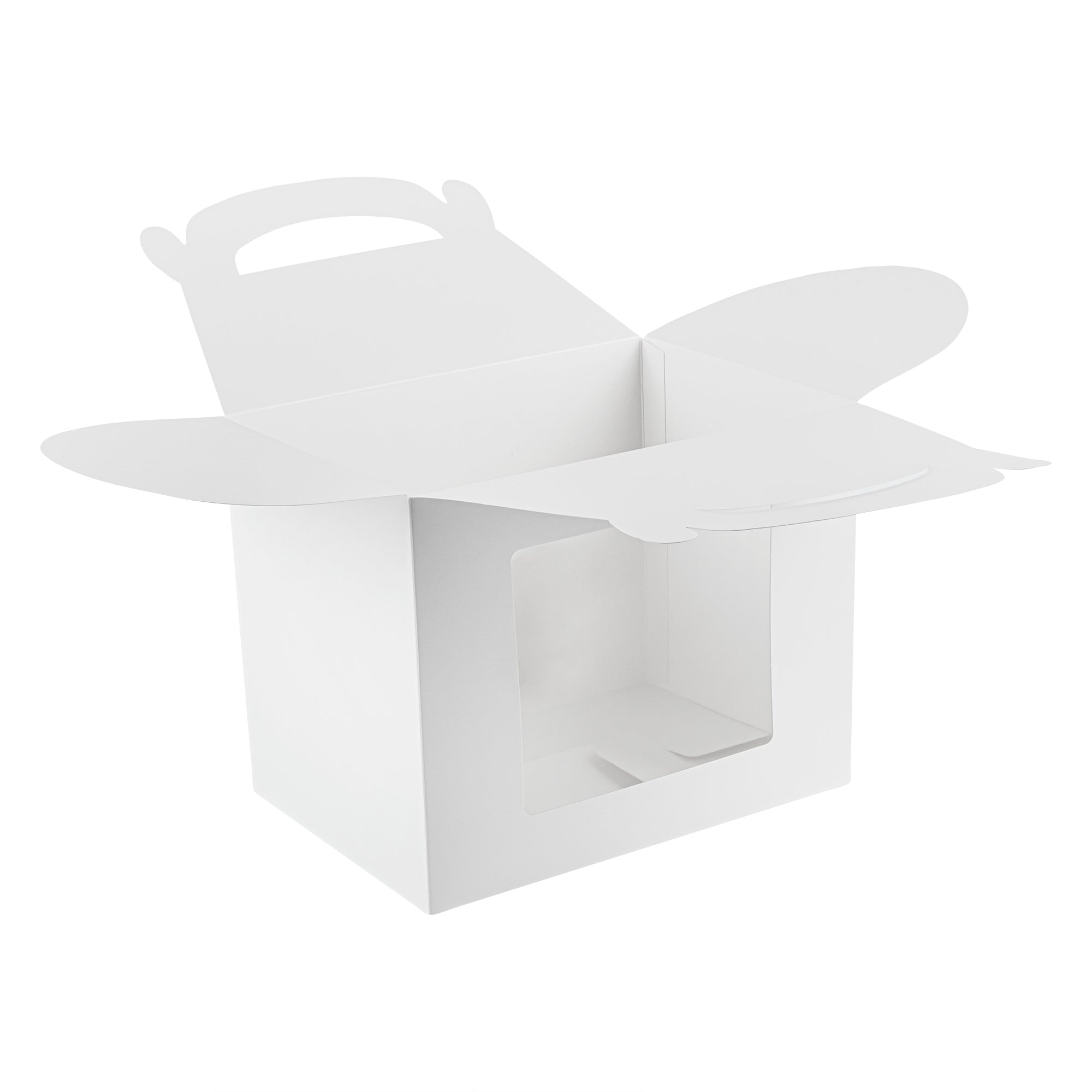 Bio Tek White Paper Gable Box / Take Out Container - Greaseproof, with Window - 10" x 7" x 8" - 100 count box