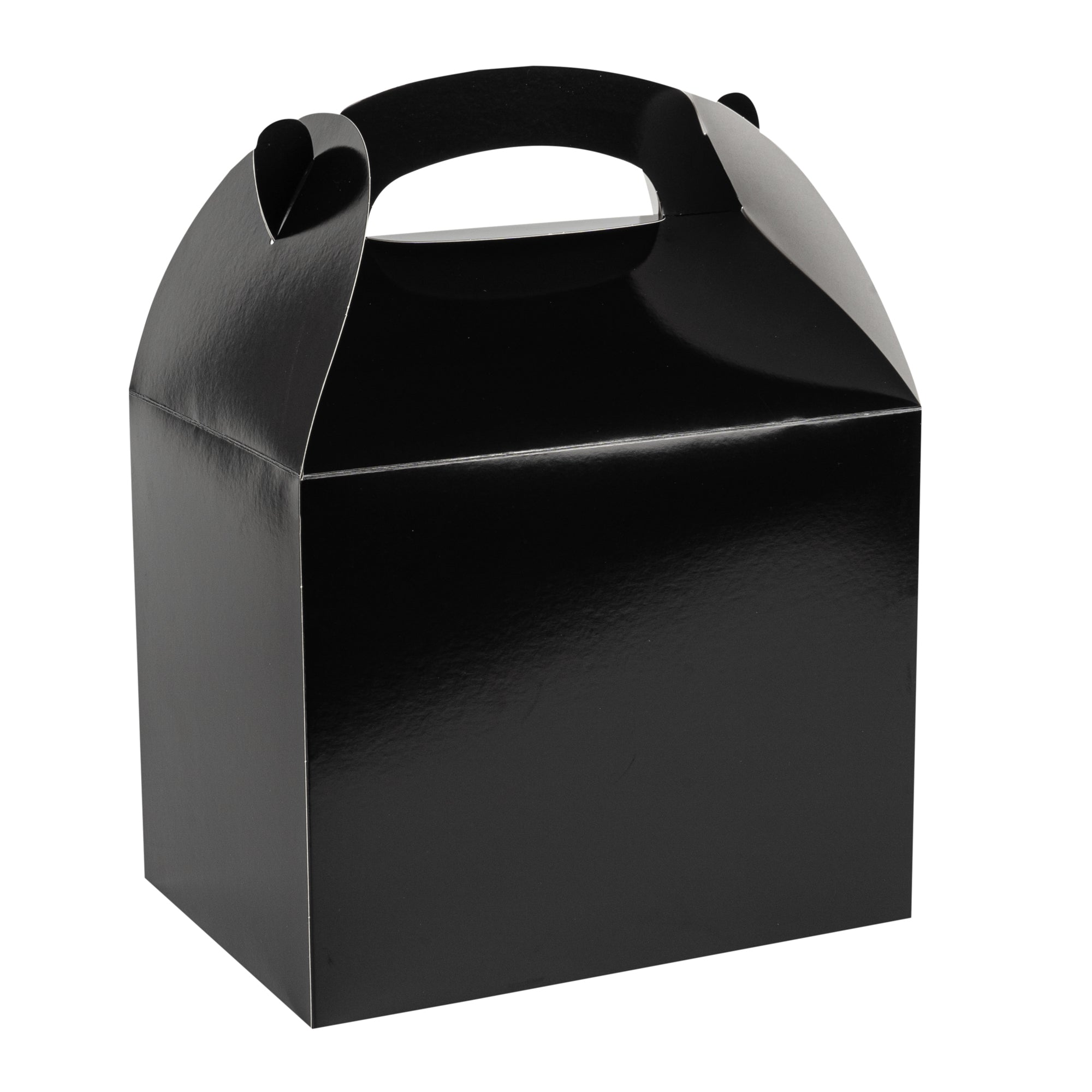Bio Tek Black Paper Gable Box / Take Out Container - Greaseproof - 10" x 7" x 8" - 100 count box