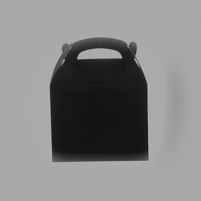 Bio Tek Black Paper Gable Box / Take Out Container - Greaseproof - 10" x 7" x 8" - 25 count box